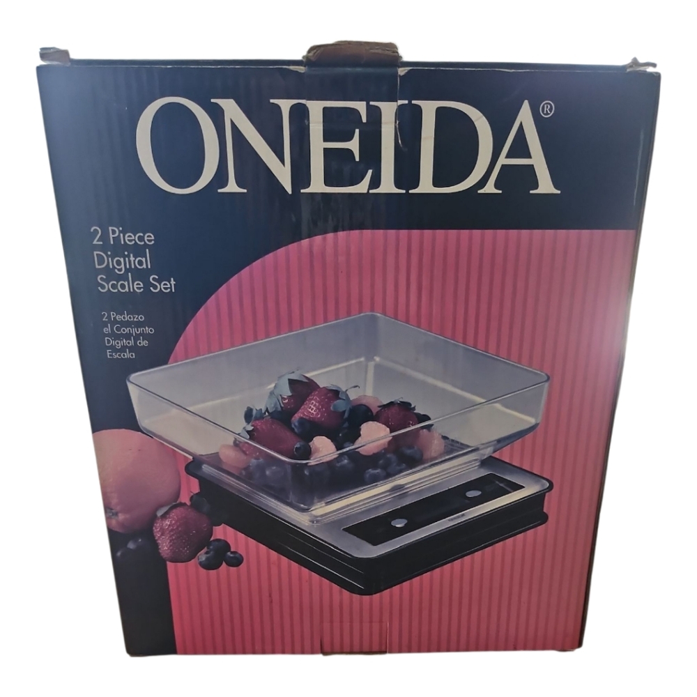 New In Package Oneida Black and Clear Digital Scale Set